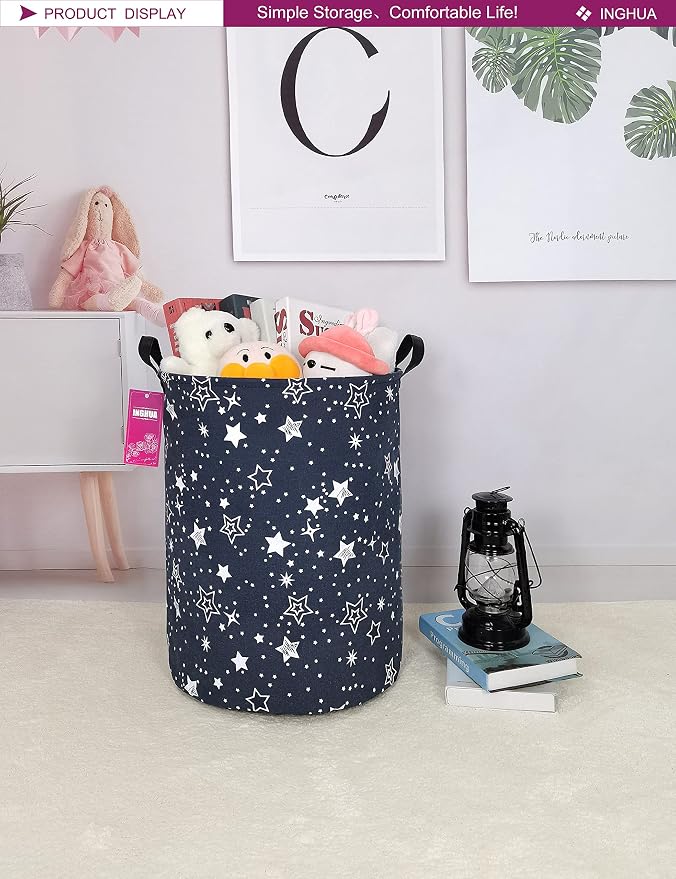 Laundry Hamper Large Canvas Fabric Lightweight Storage Basket/Toy - Image 4