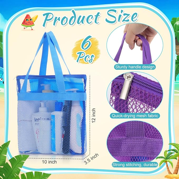 6 Pcs Mesh Shower Caddy Bag Portable Shower Bag - Image 2