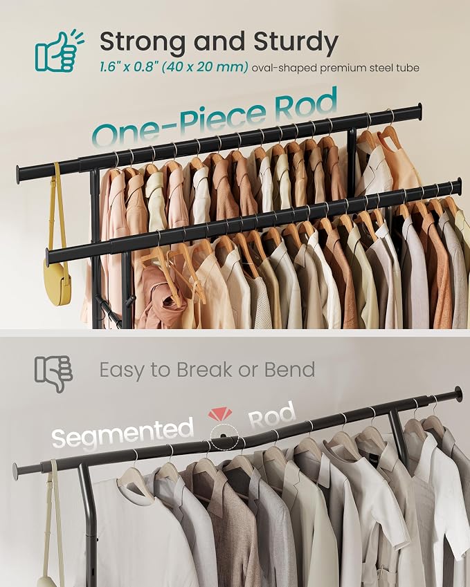 SONGMICS Clothes Rack, Heavy-Duty Rolling Clothing Garment Rack - Image 3