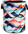 Mountains Waves Laundry Basket Colored Mountain Foldable Oxford Cloth Funny by NUTAINLA
