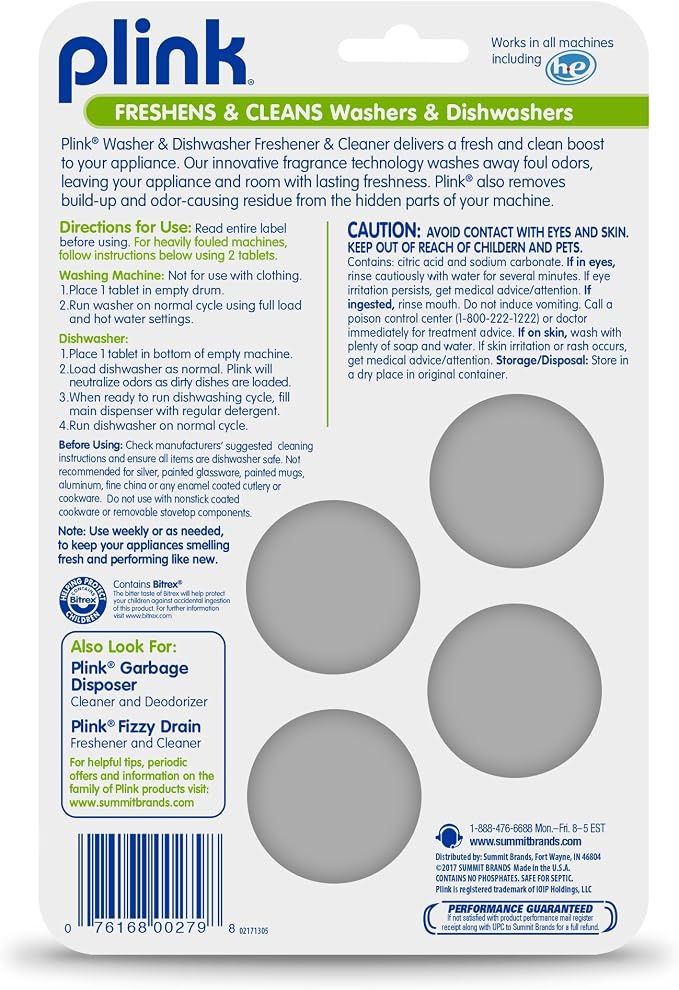 Plink Washer & Dishwasher Freshener & Cleaner Tablets and Drinkware Descaler - Image 2