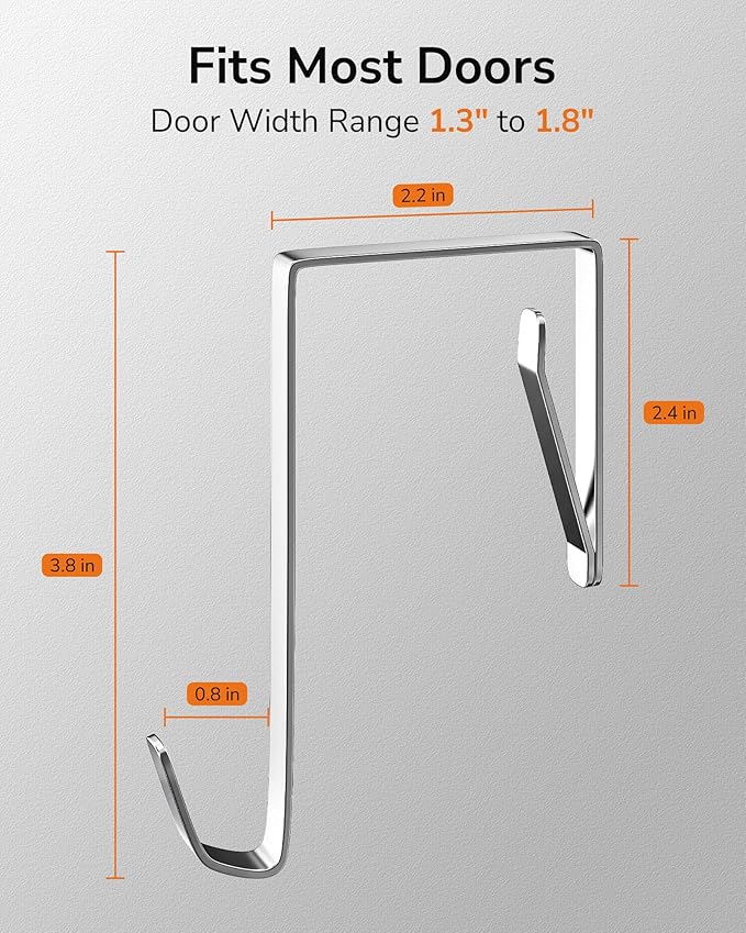 ULG Over The Door Hooks – 4PCS Heavy Duty Door Hangers Fit 1 3/8" Doors - Image 2