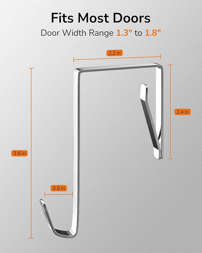 ULG Over The Door Hooks – 2PCS Heavy Duty Door Hangers Fit 1 3/8" Doors - Image 2