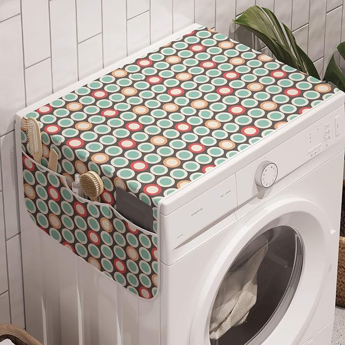Lunarable Mid Century Modern Washing Machine Organizer, Round Shapes Simplicity by Lunarable