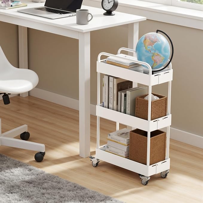 HOTEAGLE 3-Tier Rolling Cart Metal Expandable Utility Carts - Image 9
