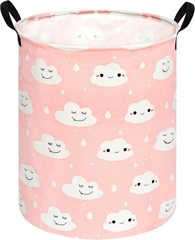 KUNRO Round Laundry Gift Basket Storage Hamper, Clothes Storage Organizer Bins by KUNRO