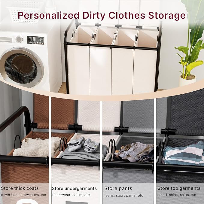 4-Compartment Laundry Cart - Image 2