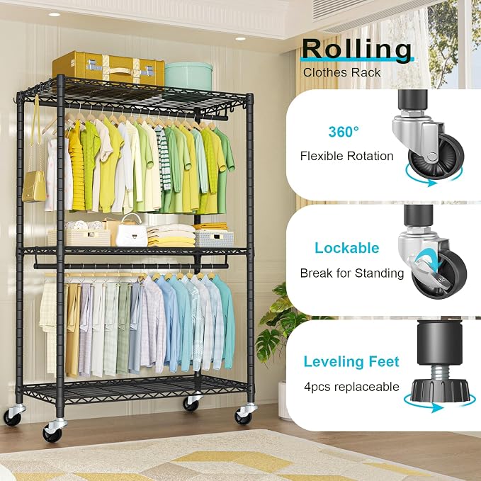 FUTASSI P3 Plus Rolling Clothes Rack, Clothing Racks - Image 6
