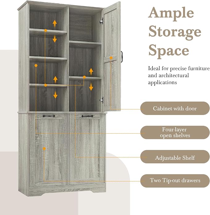 68" Tall Bathroom Storage Cabinet - Image 7