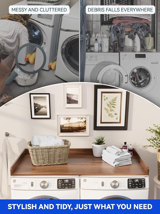 Washer Dryer Countertop with Non-Slip Pad, Laundry Counter Top with Edge Rails - Image 5