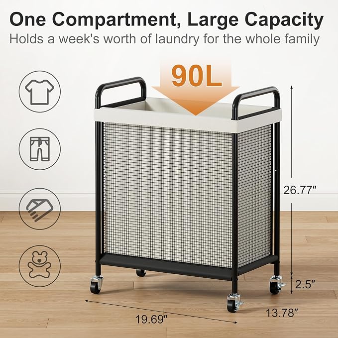 WOWLIVE Rolling Laundry Hamper - Image 2