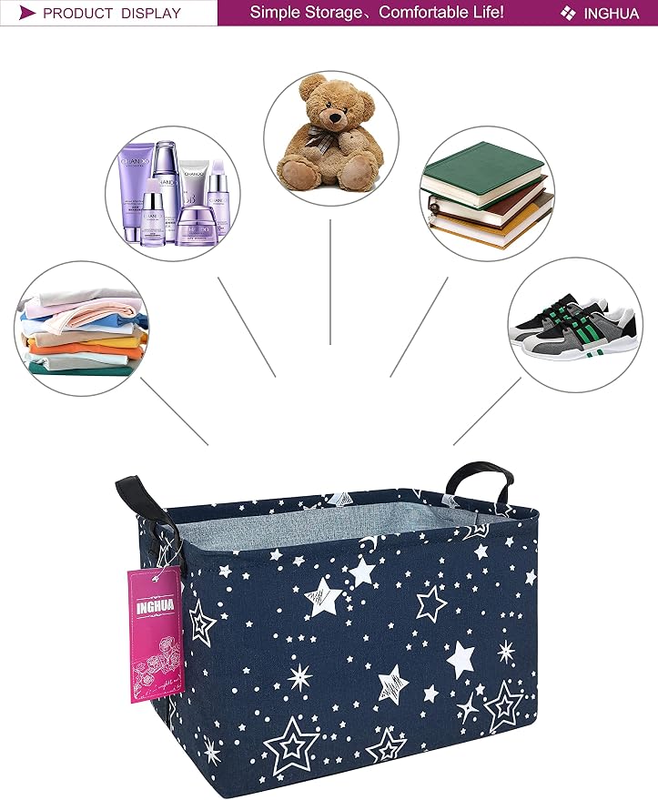 Rectangular Storage Basket Fabric Organizer Bin - Image 3