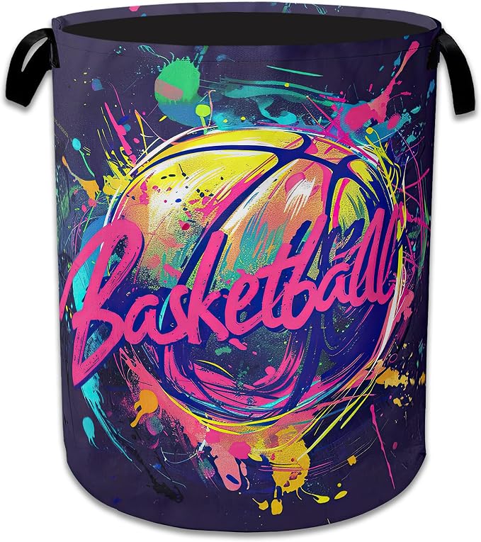 Basketball Graffiti Laundry Basket Collapsible Laundry Hamper Clothes Toy by NSMNSM