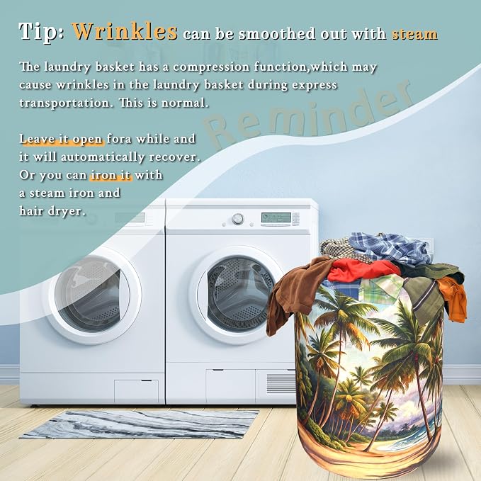 Retro Hawaii Palm Tree Laundry Basket Summer Beach Foldable Funny Laundry - Image 6