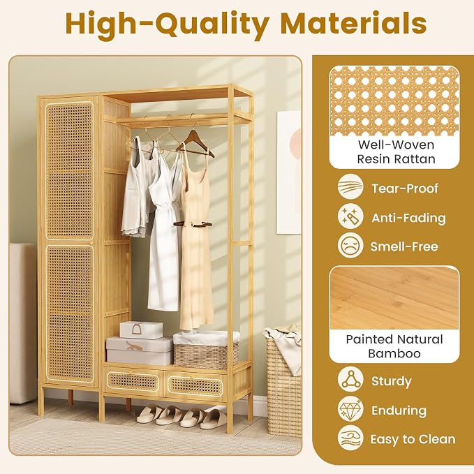 Giantex Bamboo Clothes Rack - Image 3