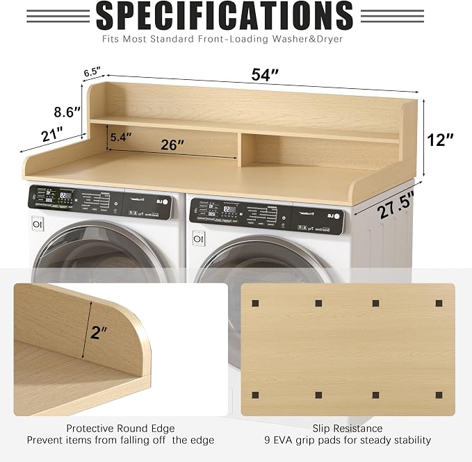Piskyet Washer Dryer Countertop, 2- Tier Laundry Countertop - Image 3
