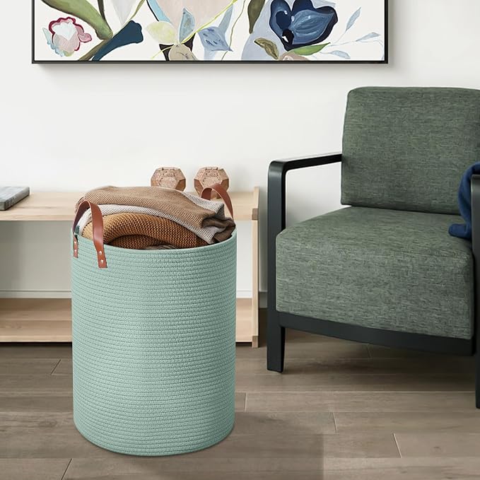 80L Large Rope Basket, Woven Rope Storage Hamper - Image 6
