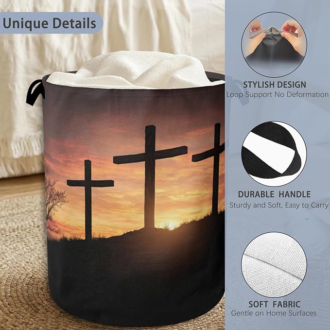 Cross Sunset Laundry Basket, Foldable - Image 3
