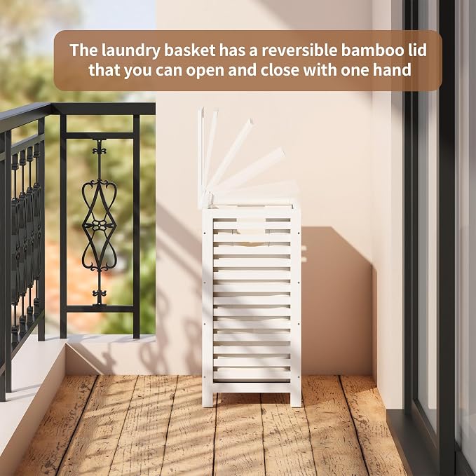 FILWH Laundry Hamper with Lid Large Bamboo Laundry Bin Basket 85L Clothes - Image 8