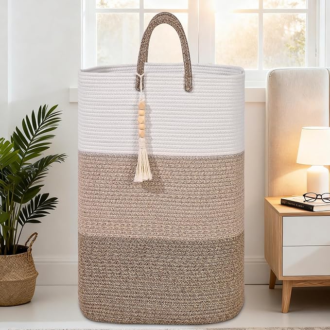Woven Laundry Basket for Clothes, 100 L Large Rectangle Laundry Hampers - Image 6