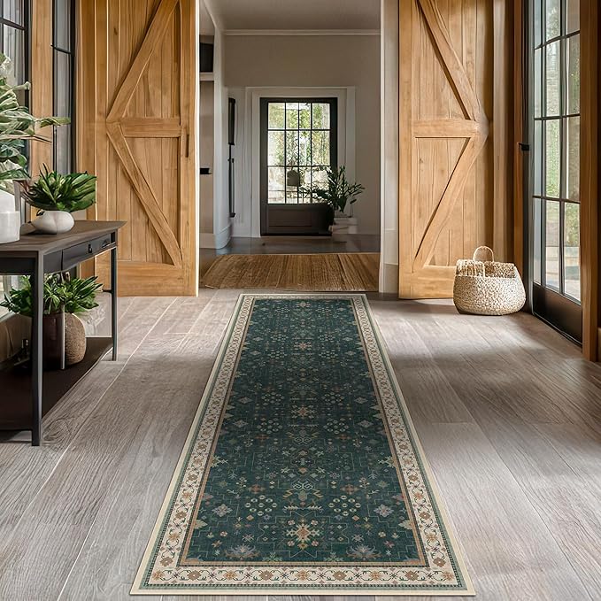 Dark Green Hallway Runner Rug 12 ft Long - Image 3