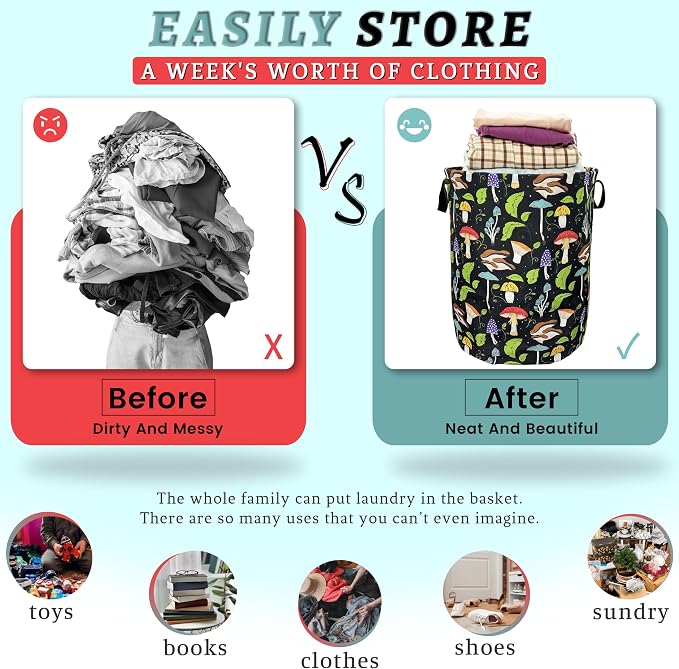 Mushroom Laundry Basket Foldable - Image 3
