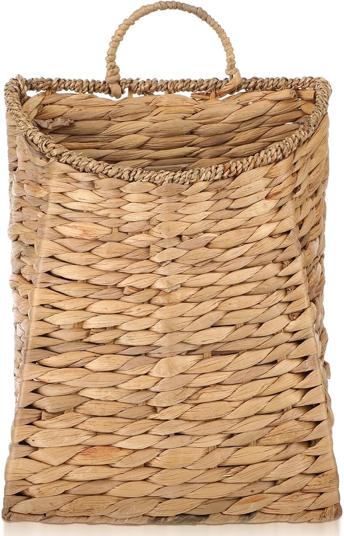 Woven Hanging Basket Water Hyacinth Hanging Wall Basket Portable Wicker by Unknown