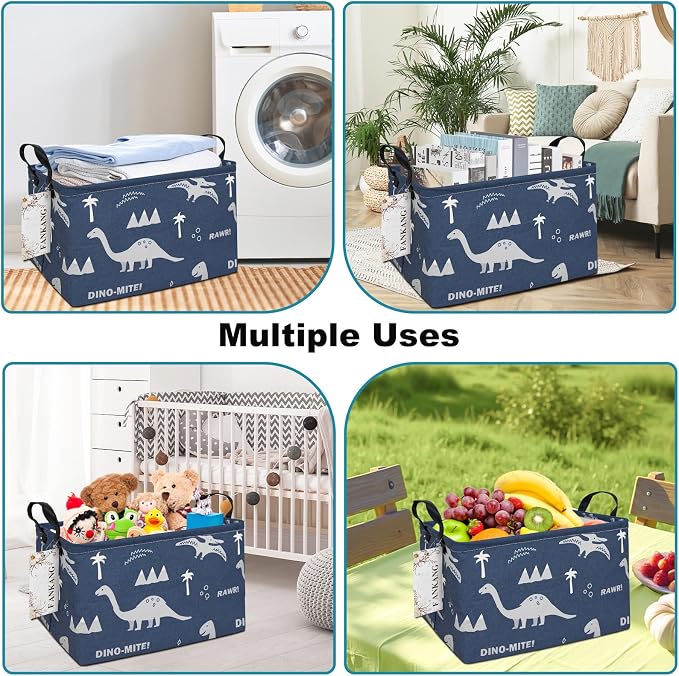 FANKANG Storage Bins, Nursery Hamper Canvas Laundry Basket Foldable - Image 3