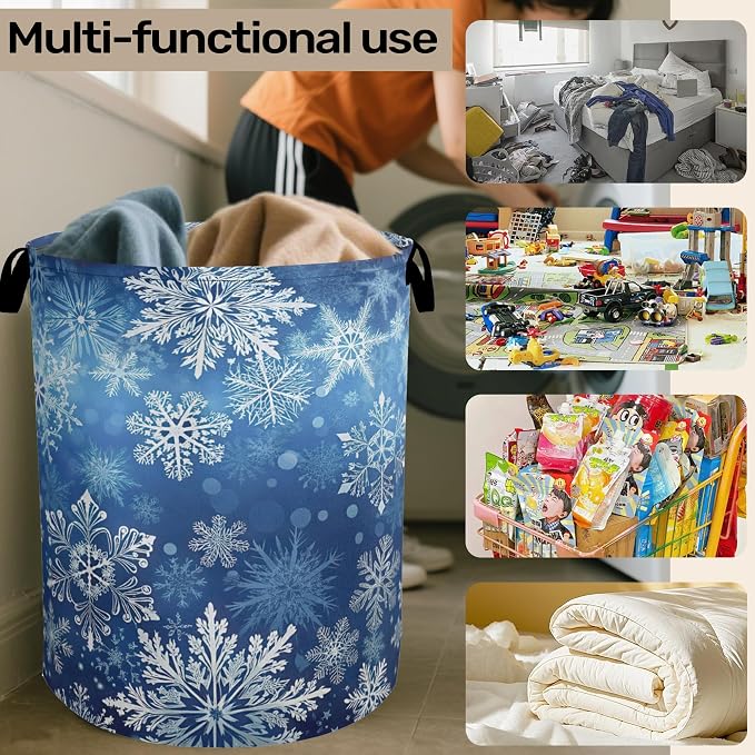 Winter Snowflakes Large Clothes Hamper Bag - Image 6