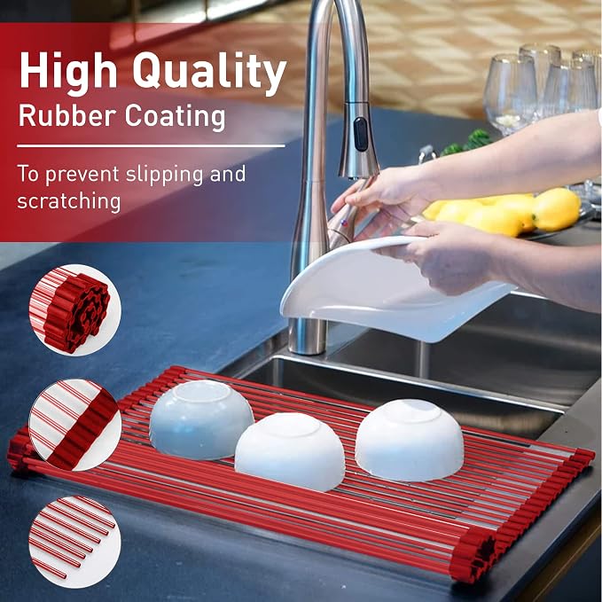Bellemain Over Sink Dish Drying Rack, Dish Drying Mat | Collapsible Dish Drying - Image 4