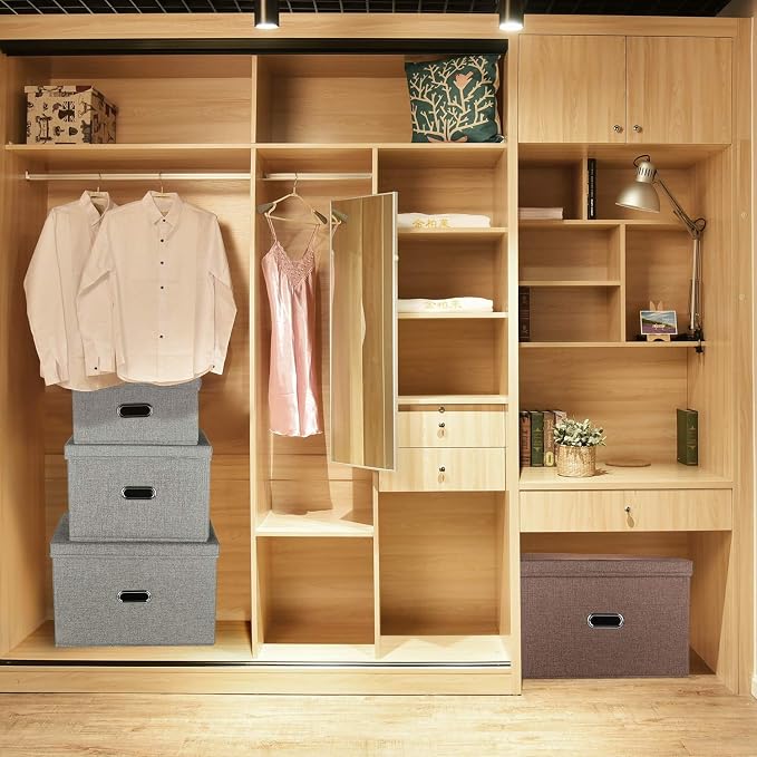 Large Linen Collapsible Storage Bins - Image 6