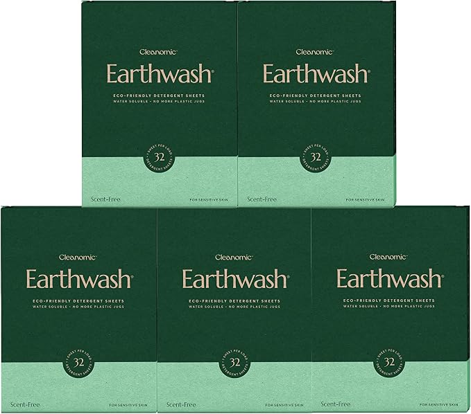 Earthwash Laundry Detergent Strips Scent-Free Hypoallergenic by Cleanomic