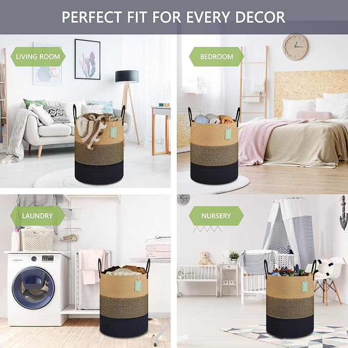 Large Blanket Basket, Tall Laundry Basket 65L, Nursery Hamper - Image 3