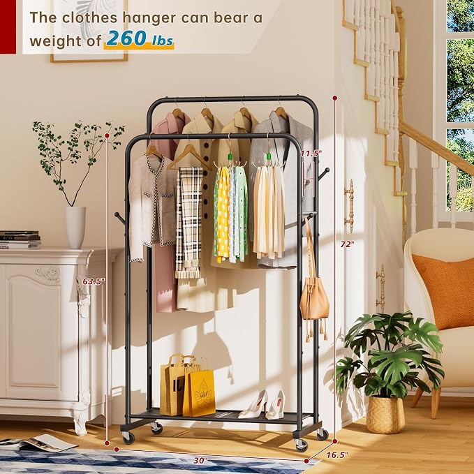 Clothes Garment Coat Rack Drying Clothing Racks Metal Freestanding - Image 7
