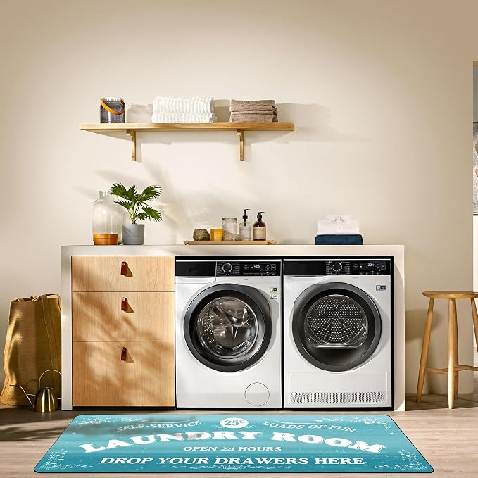 Zoke Laundry Room Rug Runner Stylish Non-Slip Laundry Room Mat 20"x47" - Image 6