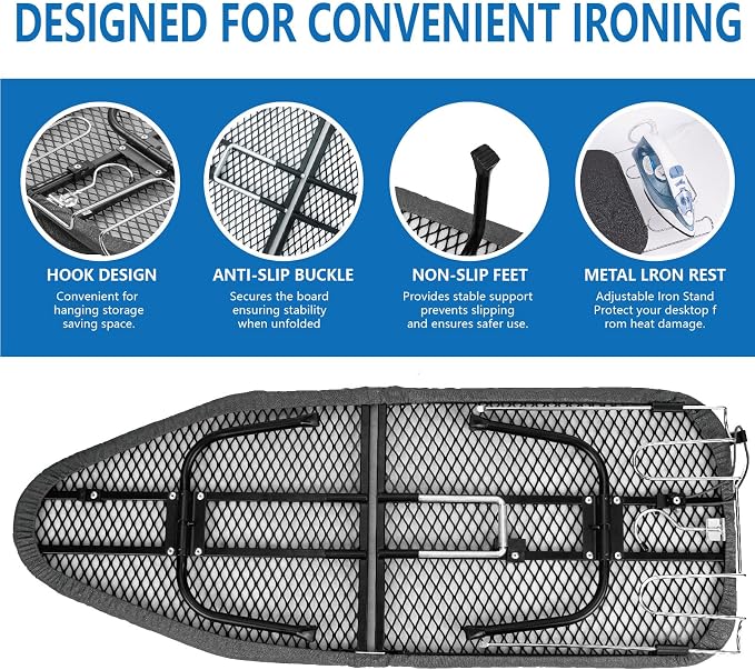 Metal Mesh Panel Tabletop Ironing Board - Image 4
