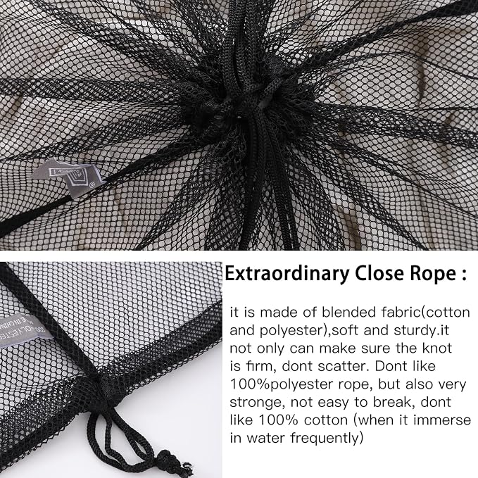 Kimmama Heavy Duty Coarse Mesh Drawsting Laundry Bag, Jumbo Net Cord Bag - Image 4