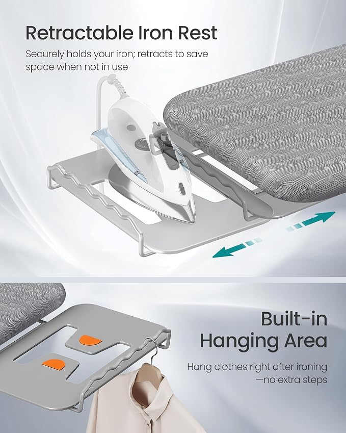 SONGMICS Ironing Board, Retractable Iron Rest, Foldable Iron Board, 43 x 13 - Image 3