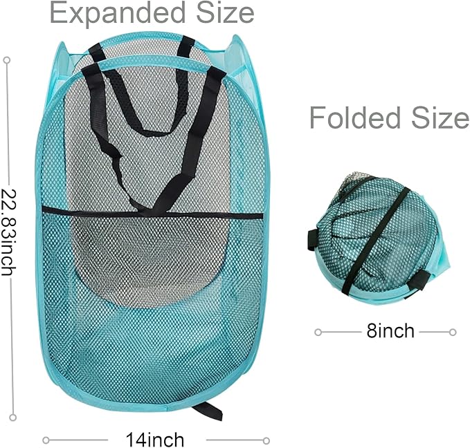 Larpur Pop Up Laundry Baskets, 2 Pack Mesh Laundry Hampers Collapsible Clothes - Image 2