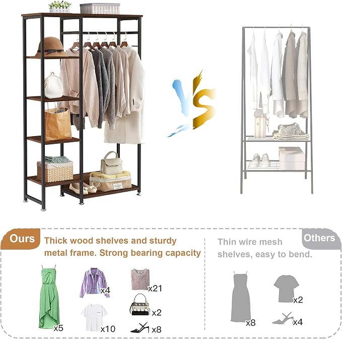 VECELO Open Garment Clothing Rack, Free-Standing Heavy Duty Storage Closet - Image 4
