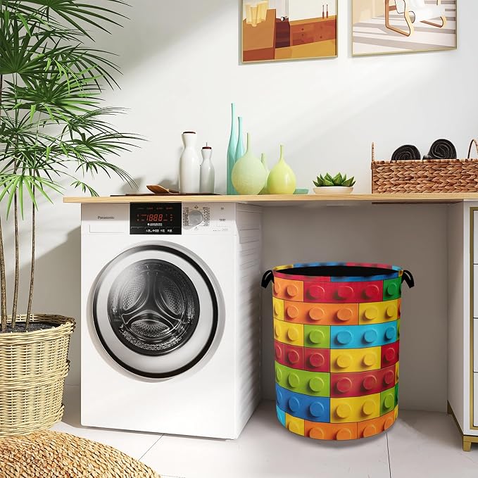 Colorful Building Blocks Laundry Hamper, Dirty Clothes Laundry Basket - Image 8