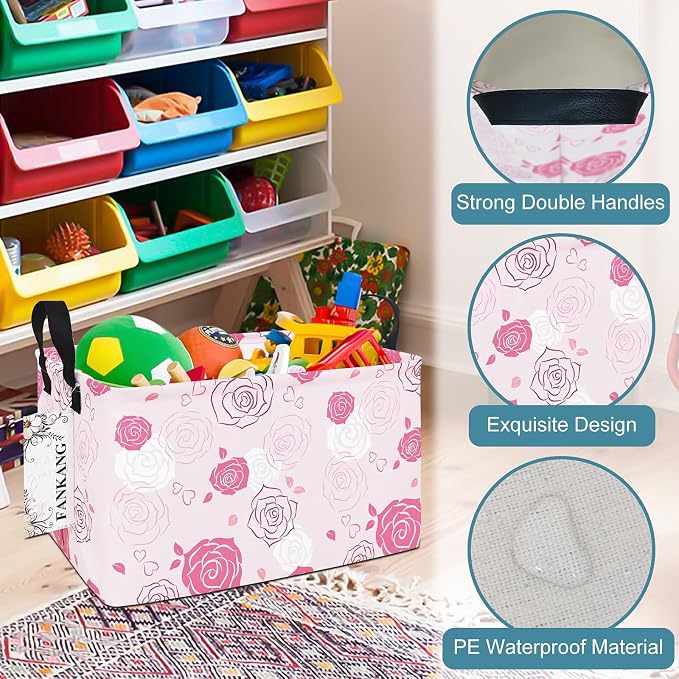 FANKANG Storage Bins, Nursery Hamper Canvas Laundry Basket Foldable - Image 6