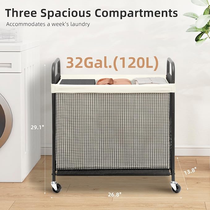 STORAGE MANIAC Rolling Laundry Hamper - Image 2
