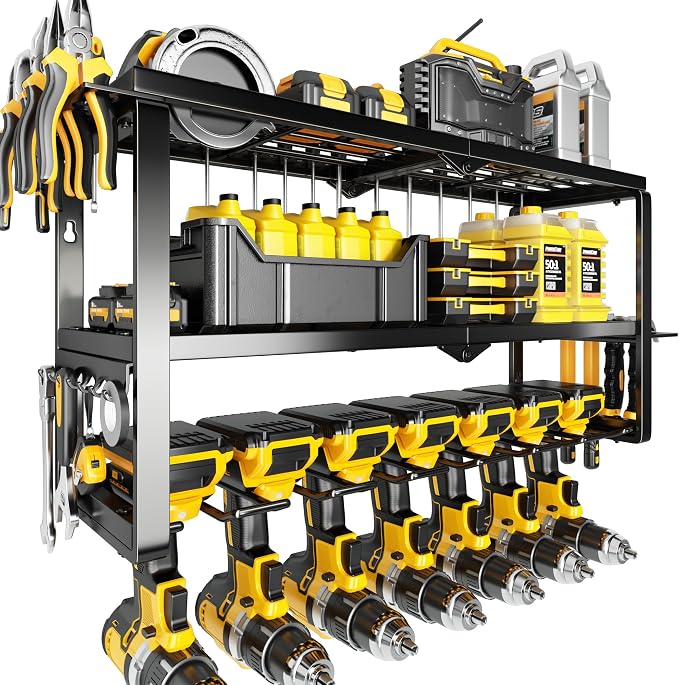 Heavy Duty Power Tool Organizer Wall Mount - 300lb Capacity 3-Tier Storage Rack by HipidianPowerToolOrganizer