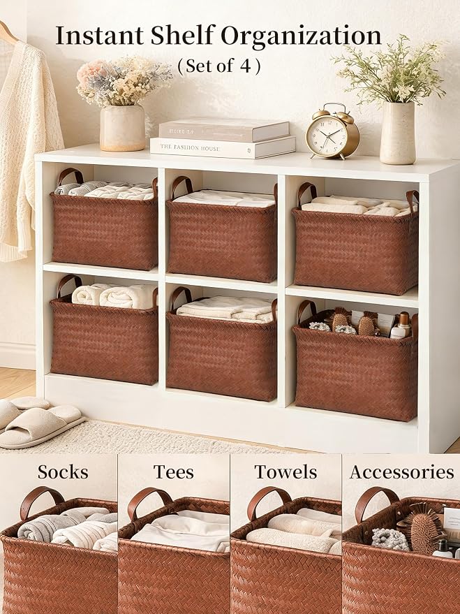 Hand Woven Baskets for Storage, Large Basket - Image 2