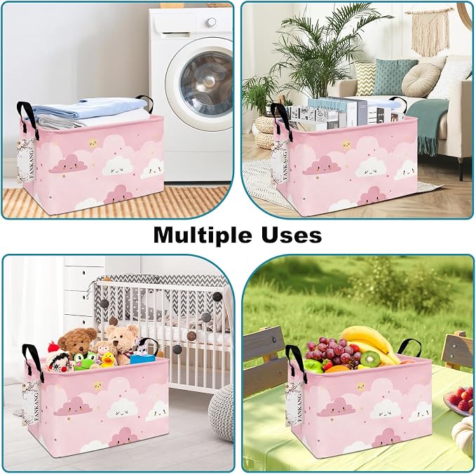 FANKANG Storage Bins, Nursery Hamper Canvas Laundry Basket Foldable - Image 5