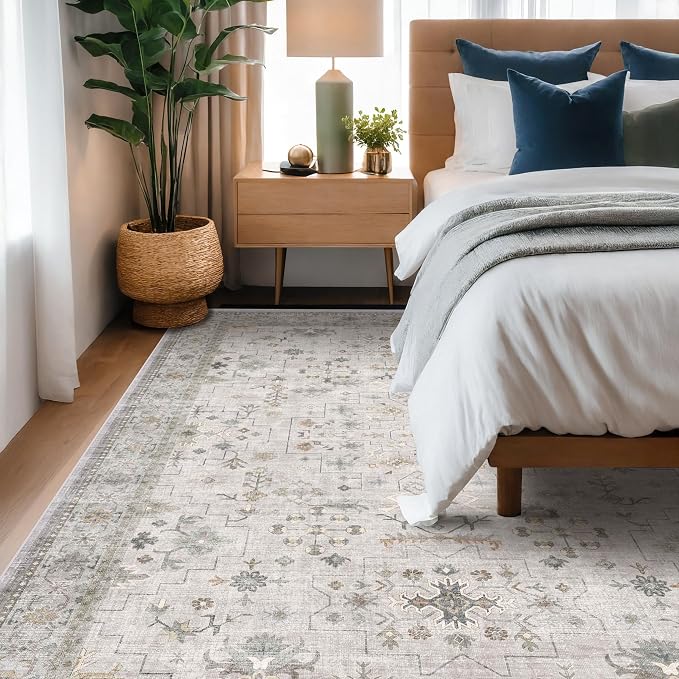 Boho Light Grey Living Room Rug 7x10 - Image 6