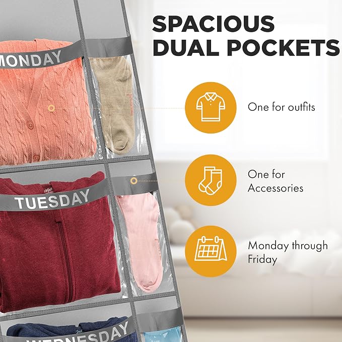 Over the Door Weekly Clothes Organizer - Image 3