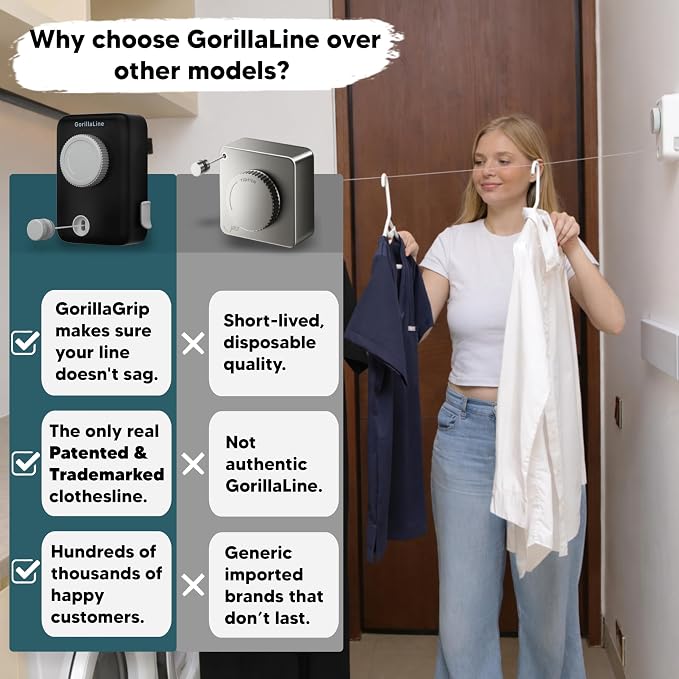 GorillaLine Max – Retractable Clothesline Indoor Outdoor, Non-Sagging Heavy - Image 5