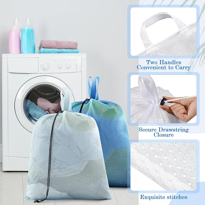 6 Pack 20 x 17 Inches Blue Soft Mesh Laundry Bag - Image 4